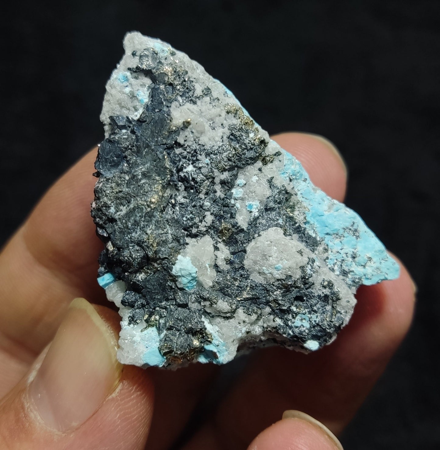 Rough turquoise in matrix with Pyrite 44 grams