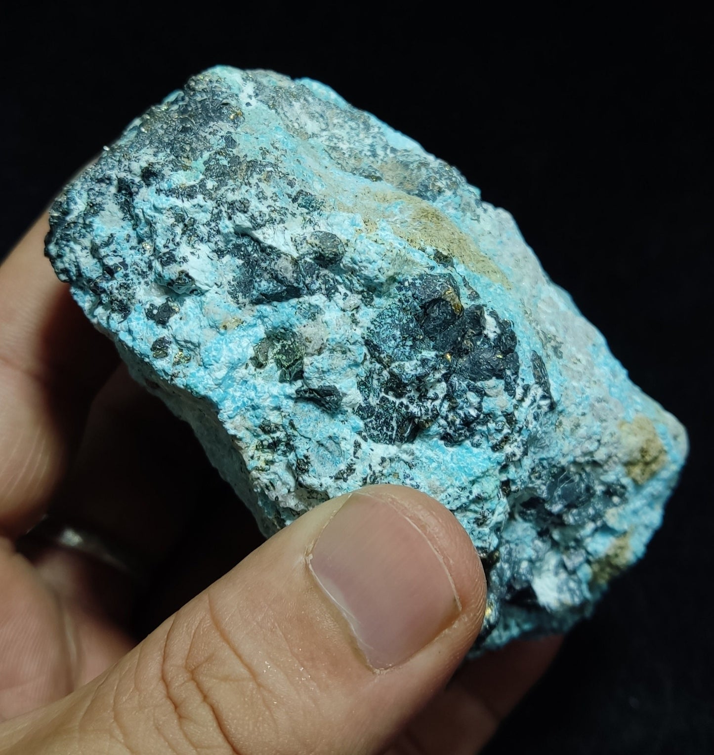 Natural rough turquoise in matrix with Pyrite 455 grams