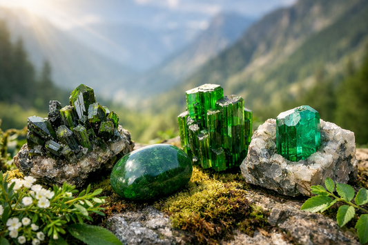 🌿Green Crystals ☘️for Healing & Abundance – 🍀Epidote, Diopside, 🌿Tourmaline & Emerald