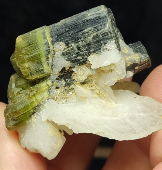 Natural Bicolor Tourmaline Specimen with Cleavlandite 45 grams