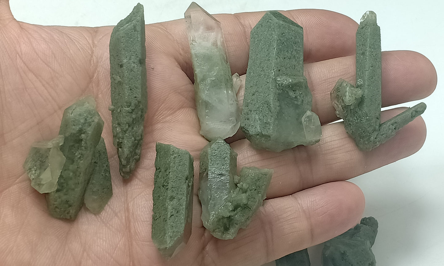 An Aesthetic Natural crystals lot of beautifully terminated Chlorite Quartz 10 pieces 106 grams