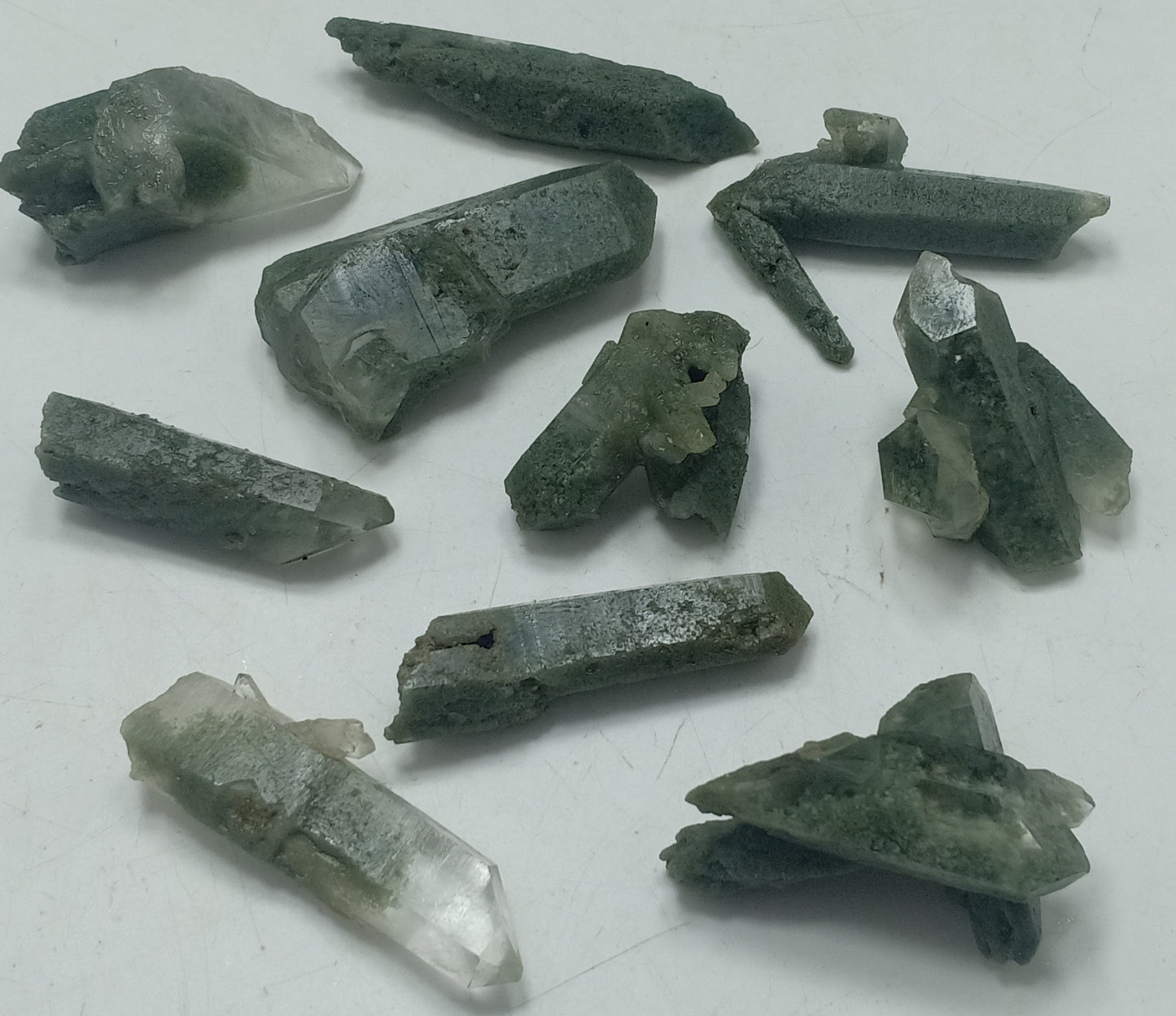 An Aesthetic Natural crystals lot of beautifully terminated Chlorite Quartz 10 pieces 106 grams
