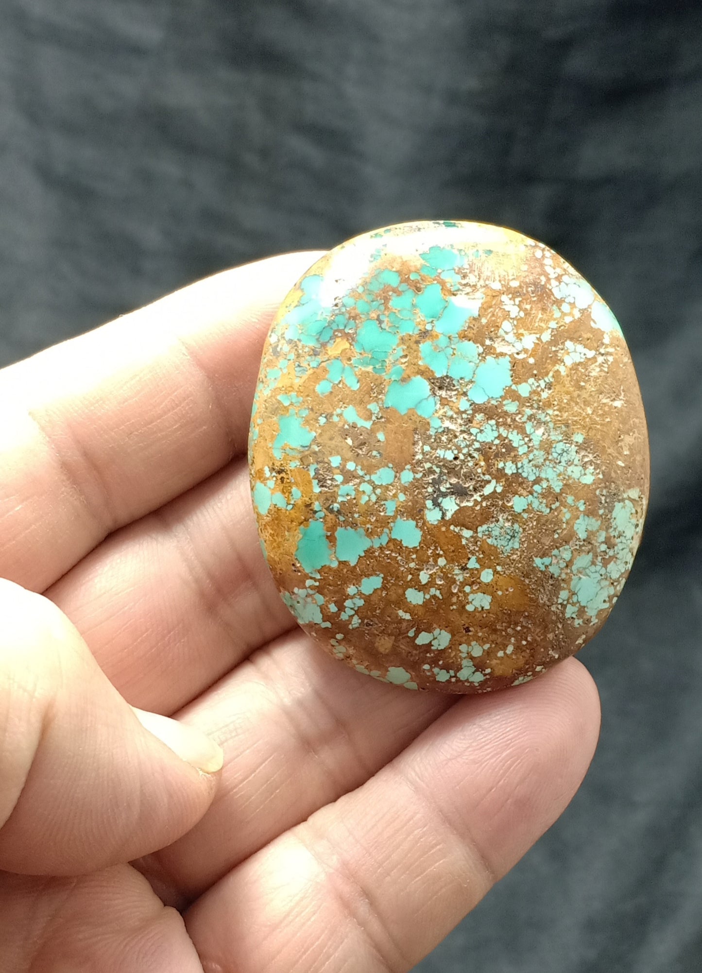 An amazing middle eastern natural turquoise Cabochon in matrix 44 grams