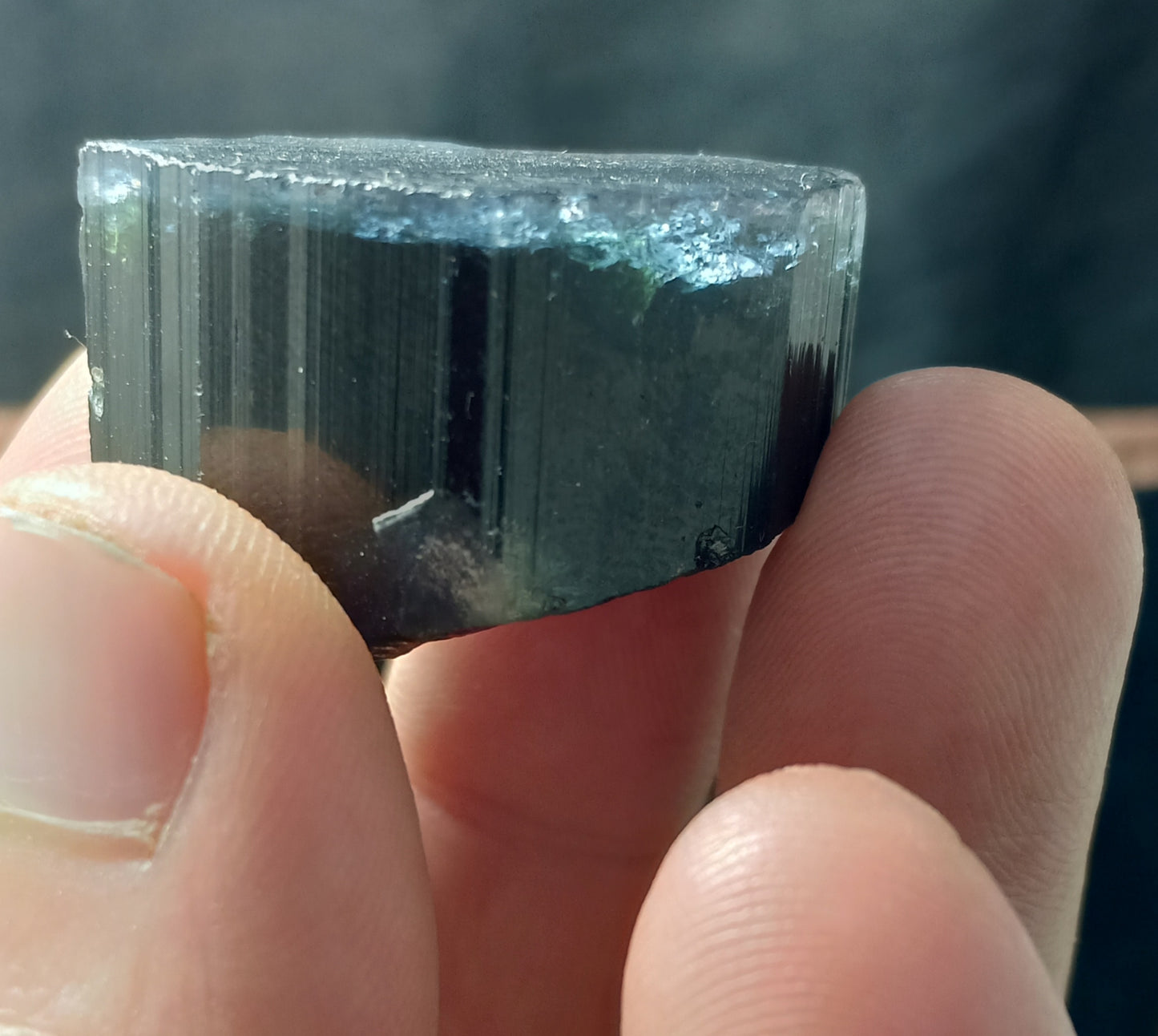 An amazing beautiful perfectly terminated blue cap Tourmaline crystal with some green shades 32 grams