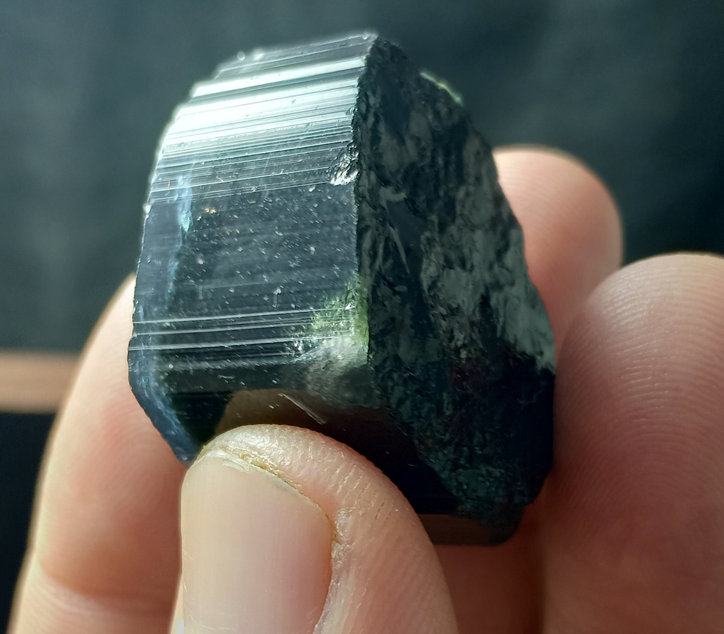 An amazing beautiful perfectly terminated blue cap Tourmaline crystal with some green shades 32 grams