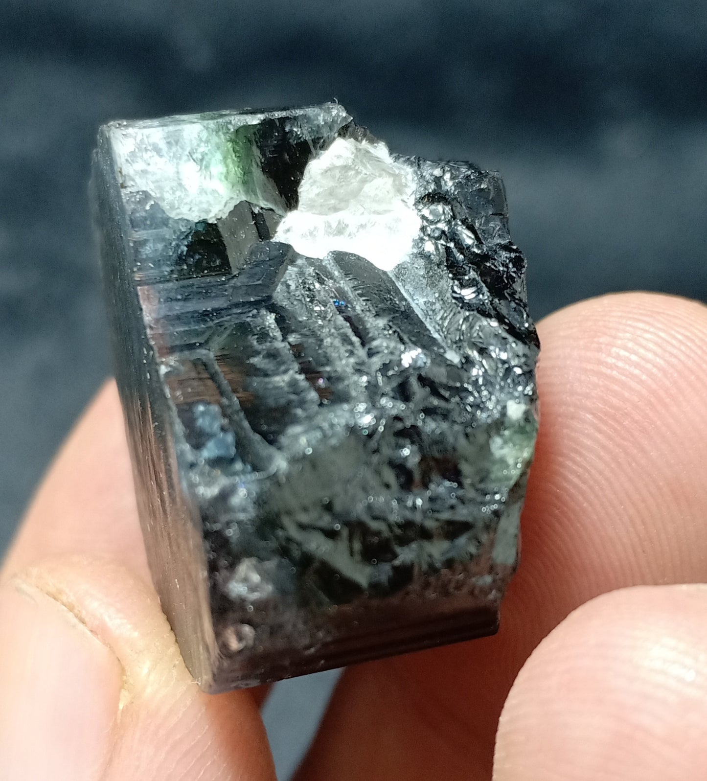 An amazing beautiful perfectly terminated blue cap Tourmaline crystal with some green shades 32 grams