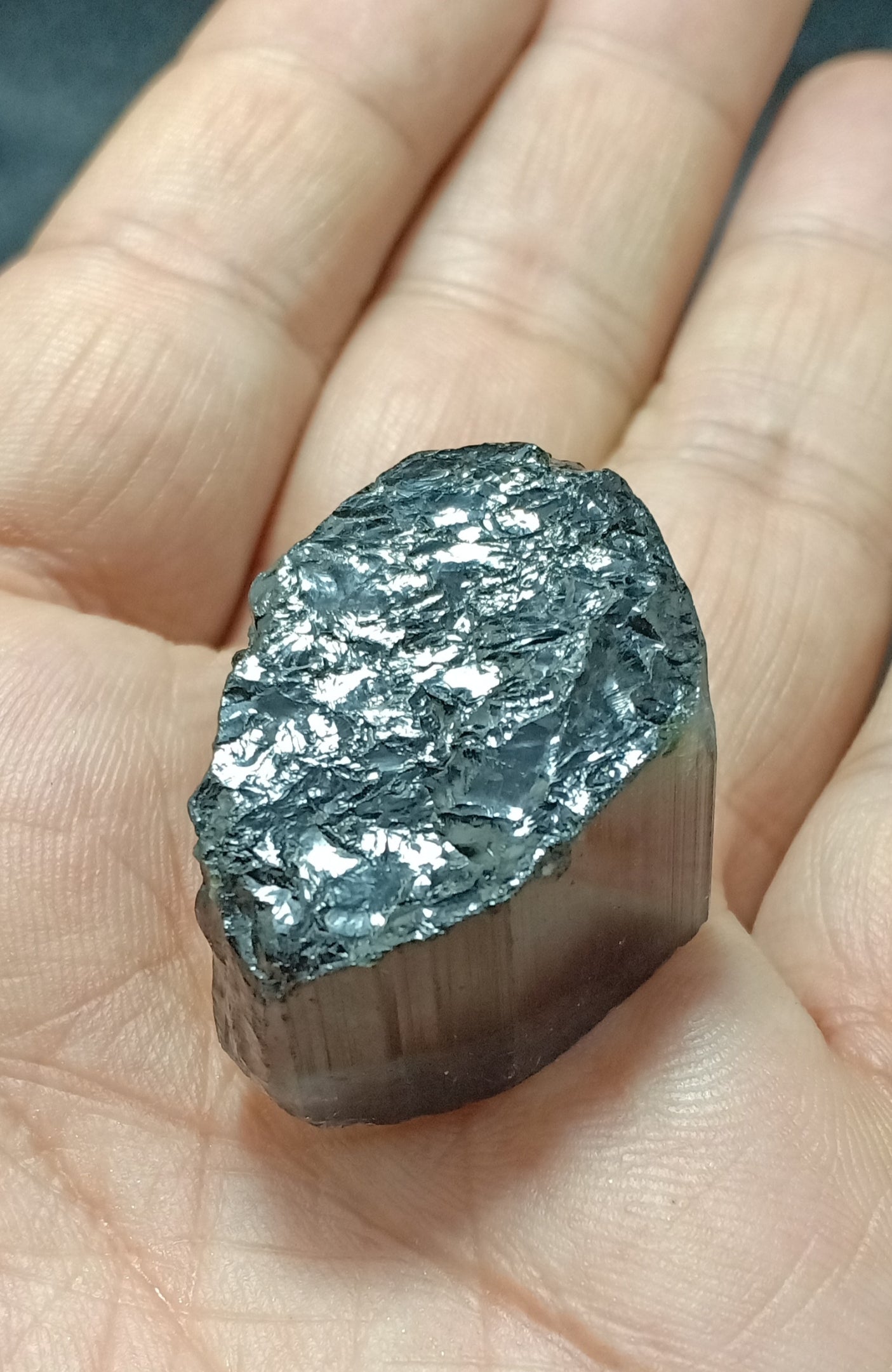 An amazing beautiful perfectly terminated blue cap Tourmaline crystal with some green shades 32 grams