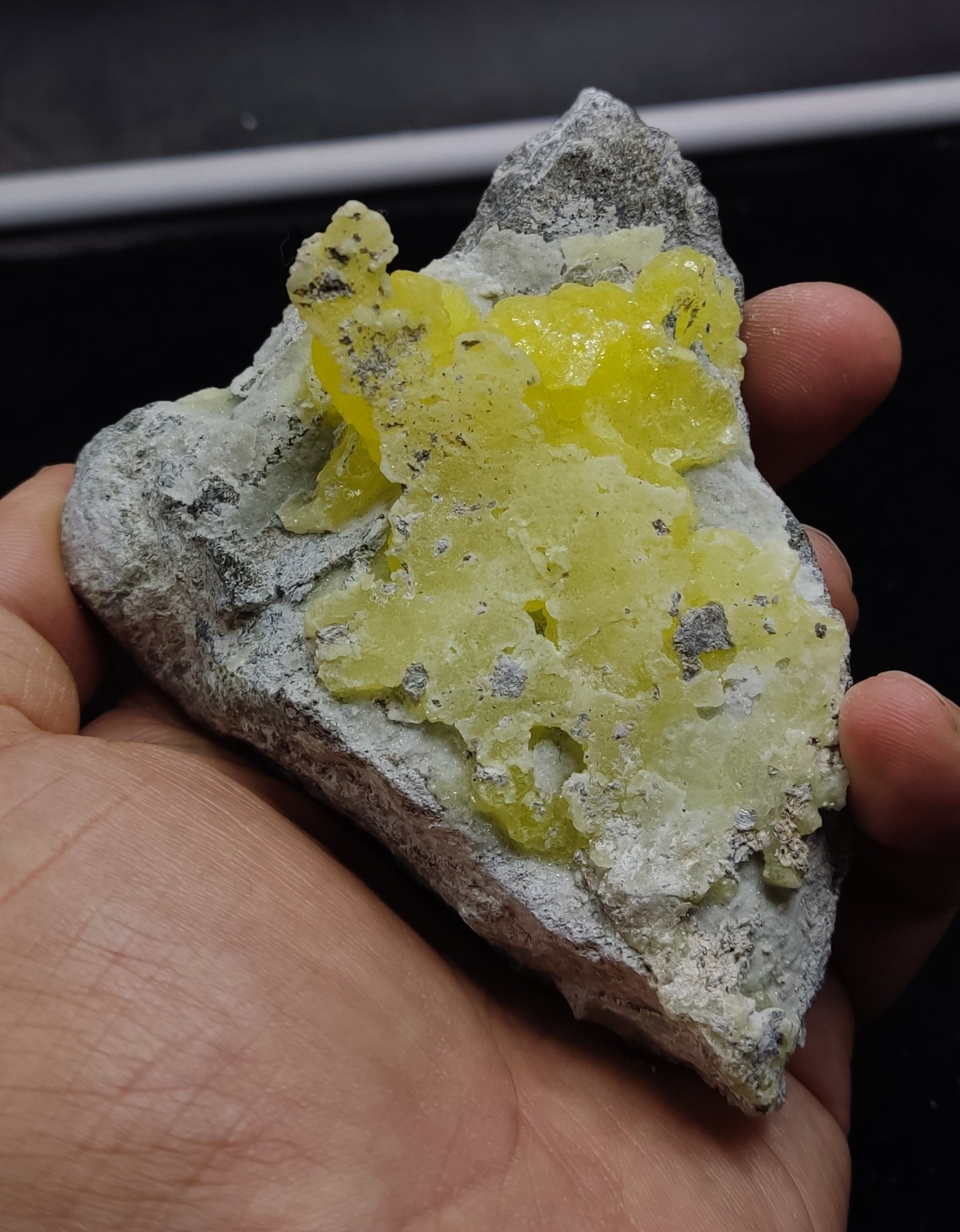 Natural Yellow brucite on Matrix with Chromite 316 grams