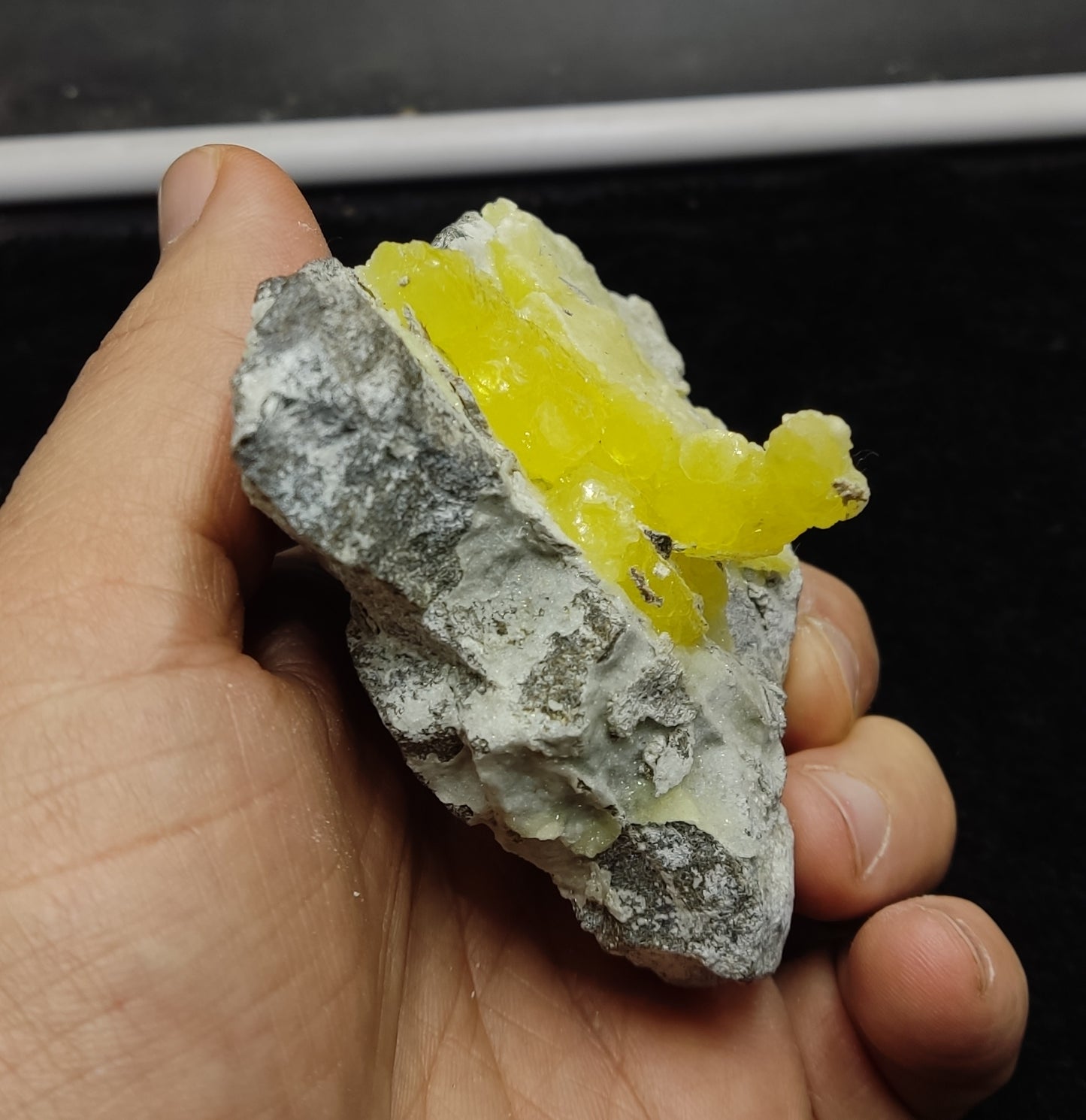 Natural Yellow brucite on Matrix with Chromite 316 grams