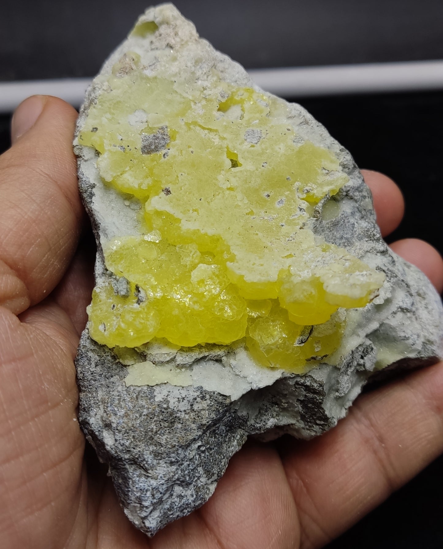 Natural Yellow brucite on Matrix with Chromite 316 grams