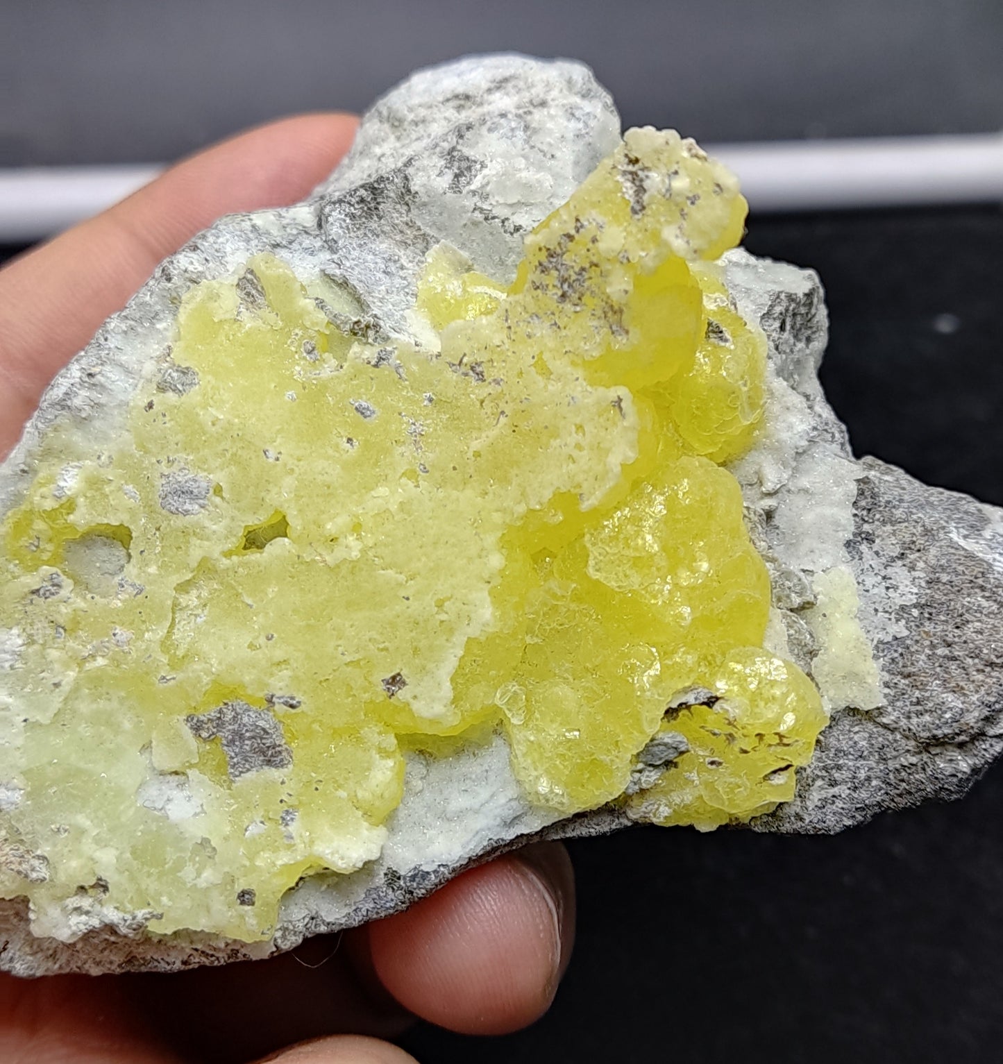 Natural Yellow brucite on Matrix with Chromite 316 grams