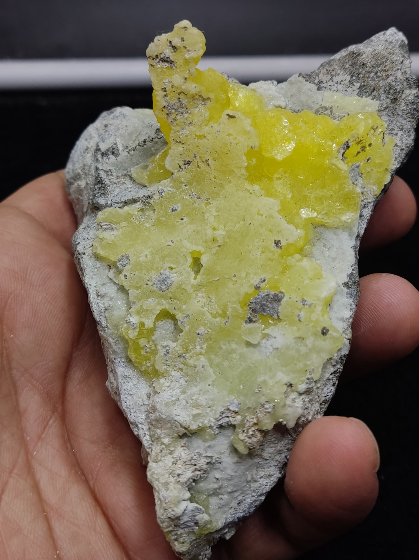 Natural Yellow brucite on Matrix with Chromite 316 grams