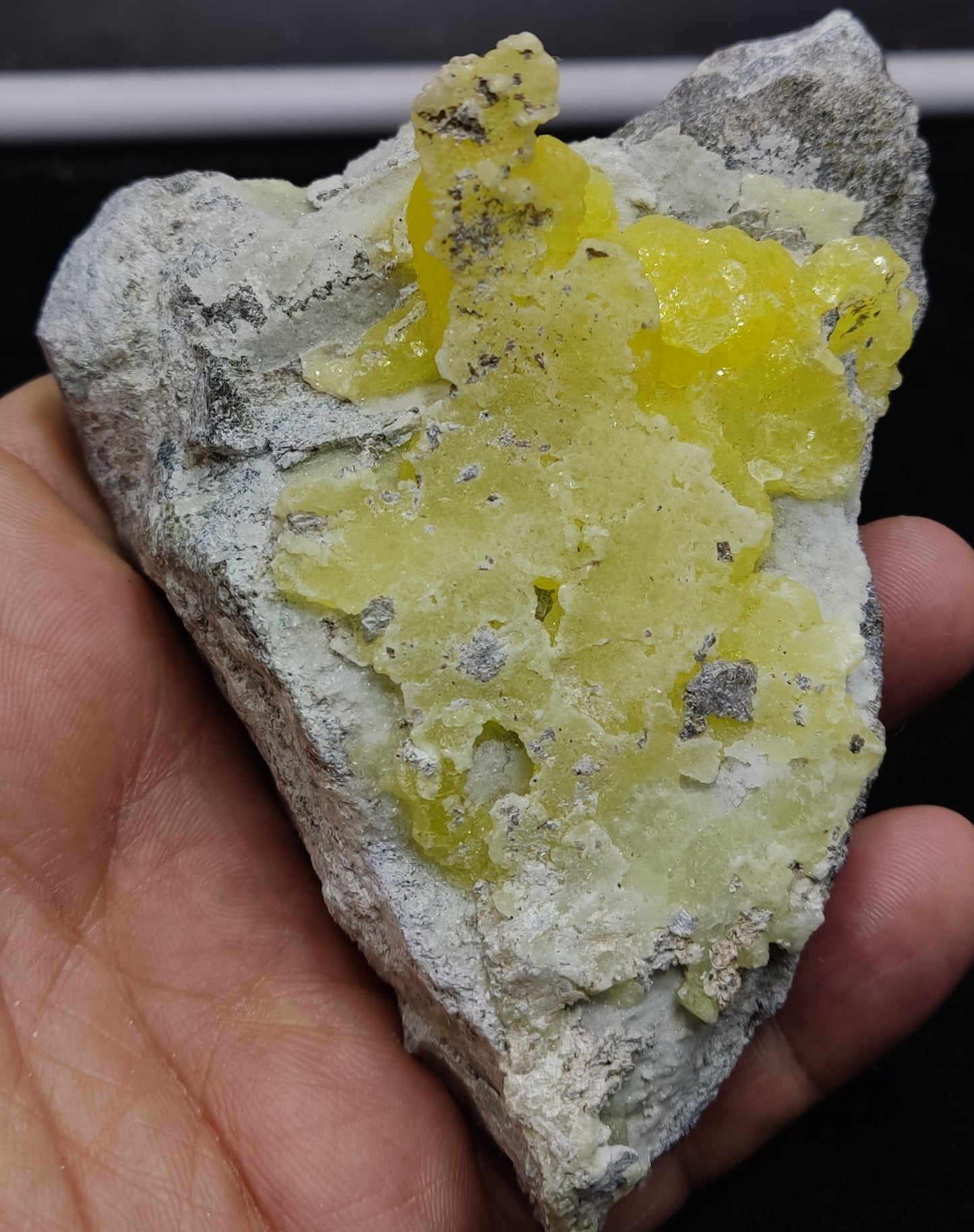 Natural Yellow brucite on Matrix with Chromite 316 grams