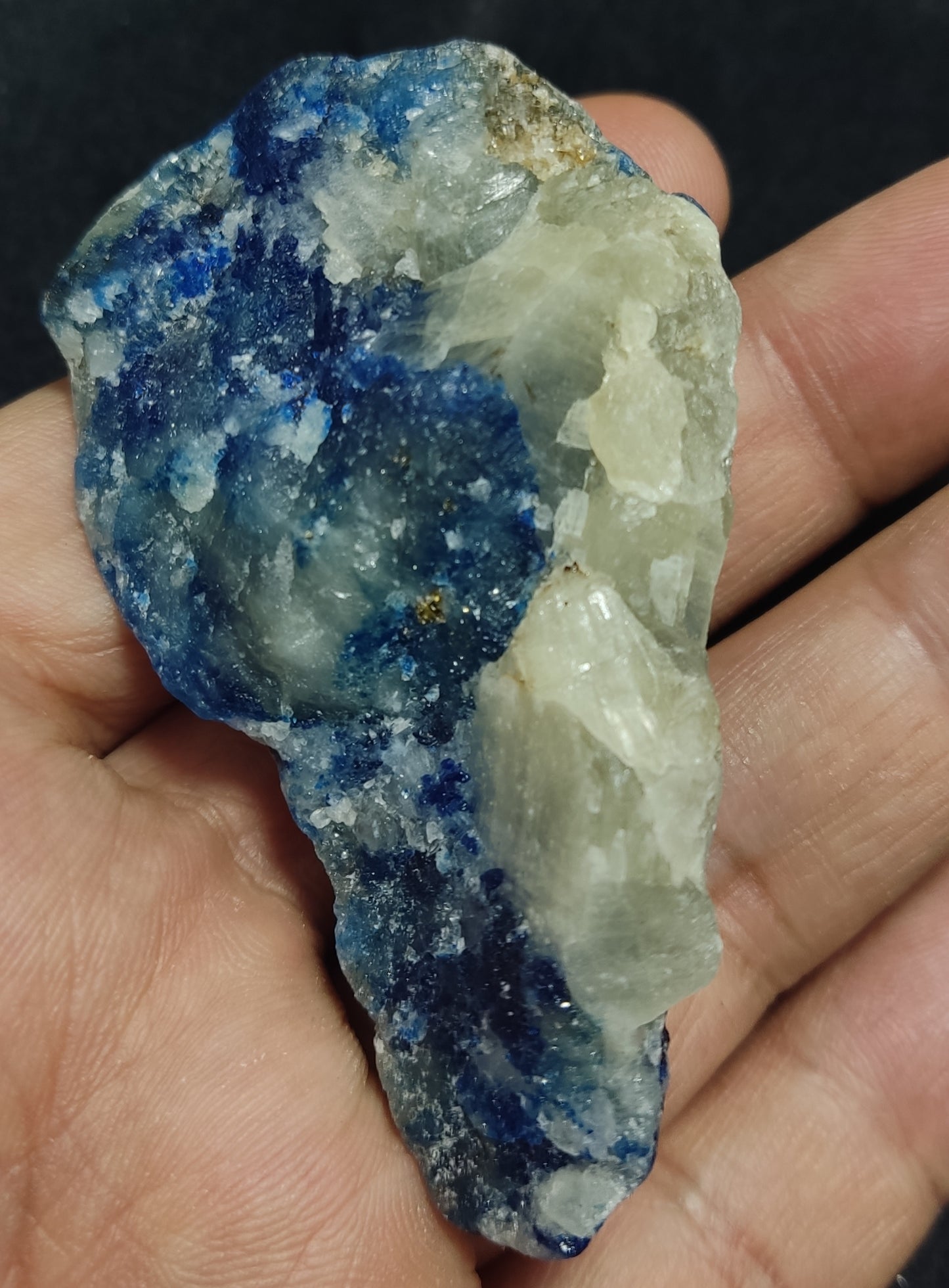 Fluorescent natural afghanite/sodalite on matrix with pyrite 63 grams