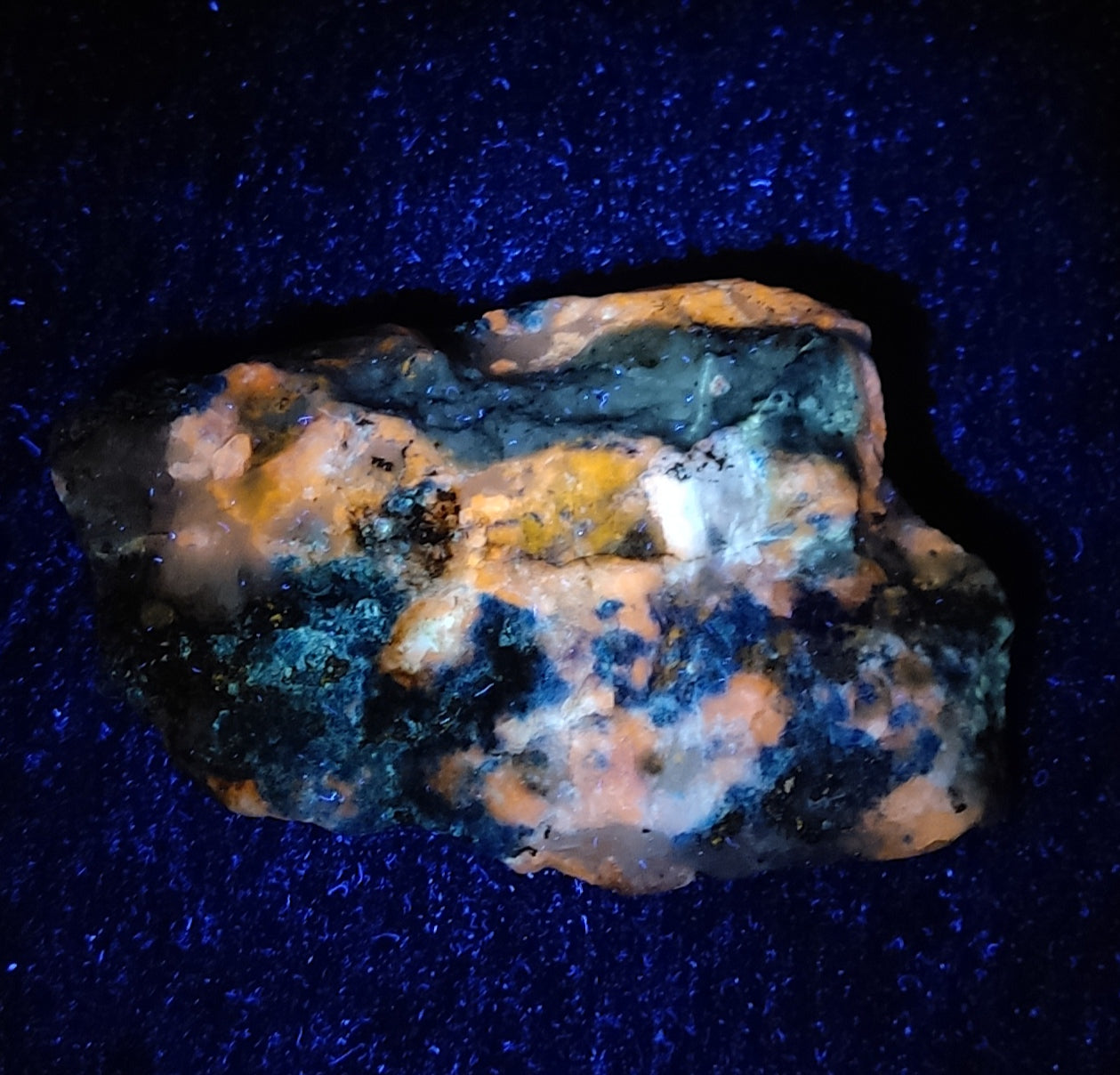 Fluorescent natural afghanite/sodalite on matrix with pyrite 78 grams