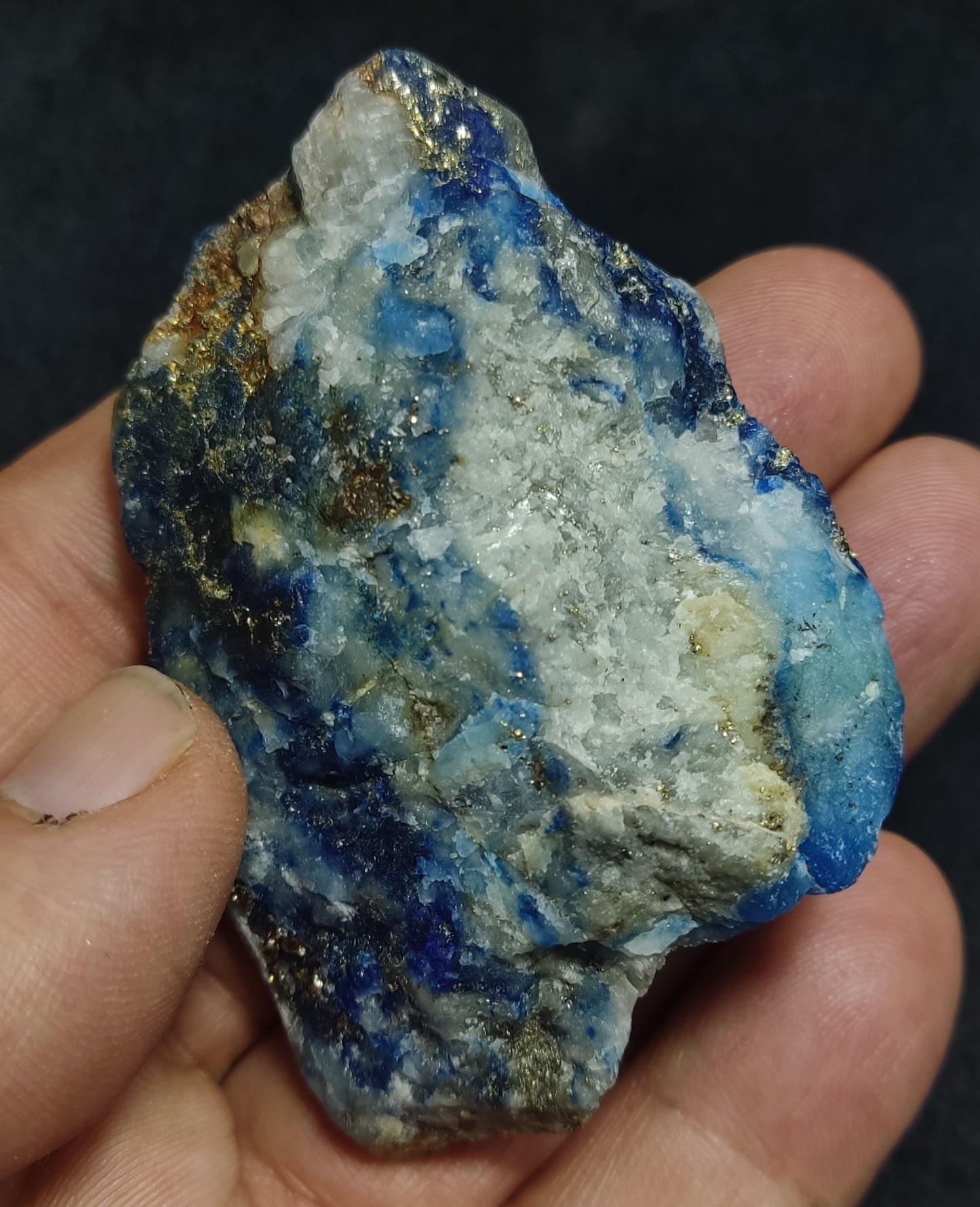 Fluorescent natural afghanite/sodalite on matrix with pyrite 78 grams