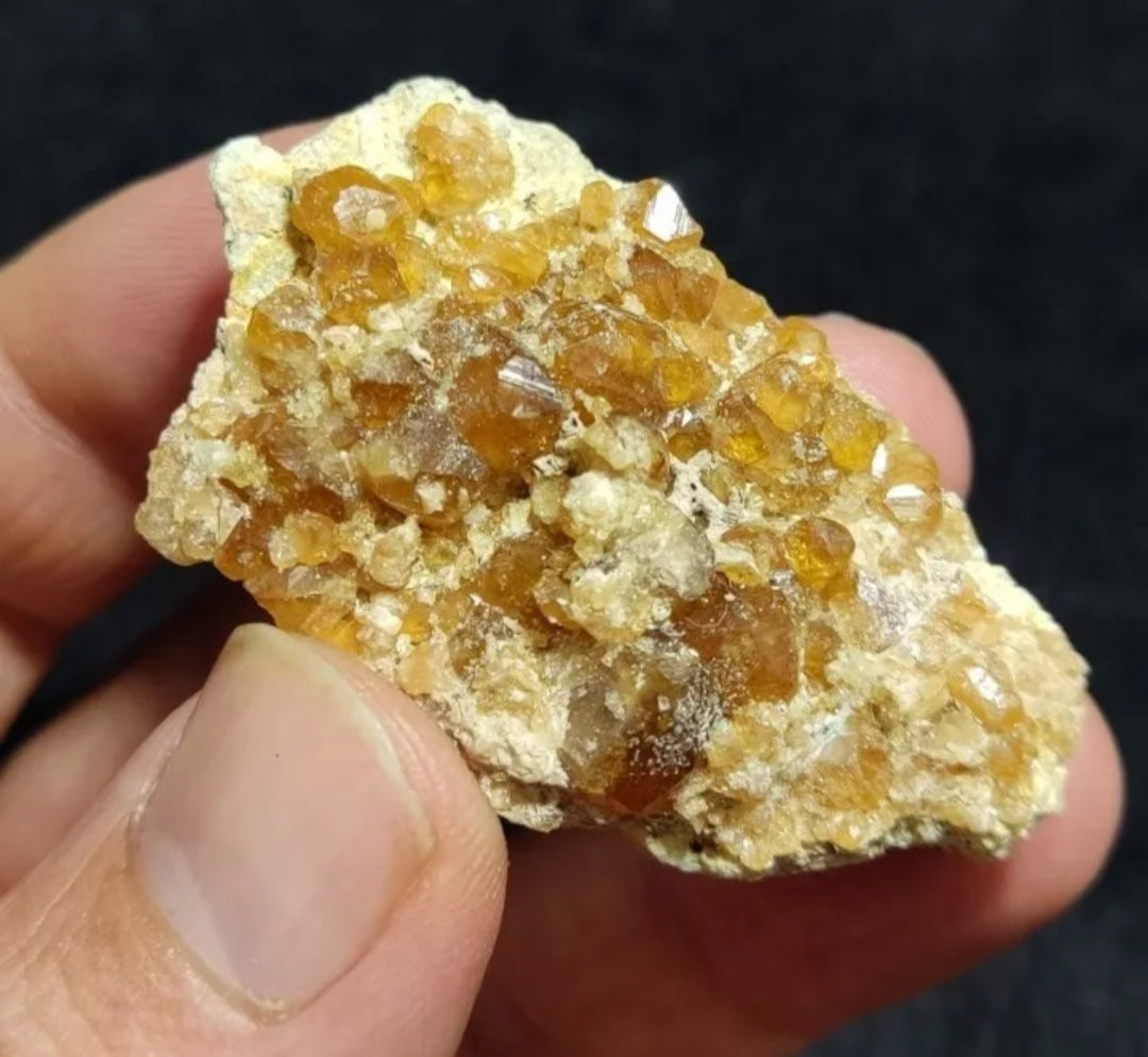 Natural Garnets variety hessonite on matrix 40 grams