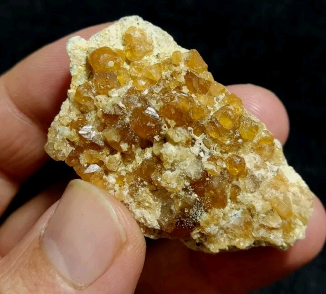 Natural Garnets variety hessonite on matrix 40 grams