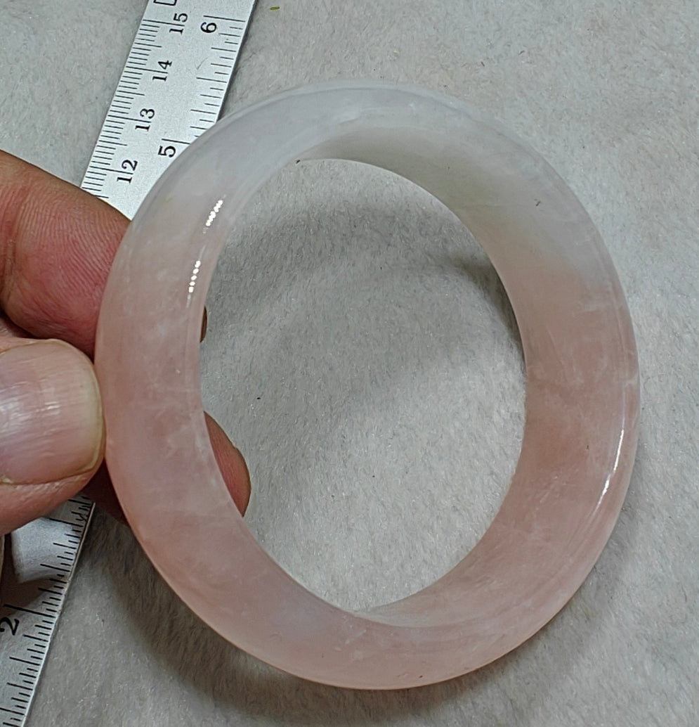 Natural bicolor calcite pink and white bangle 61 mm