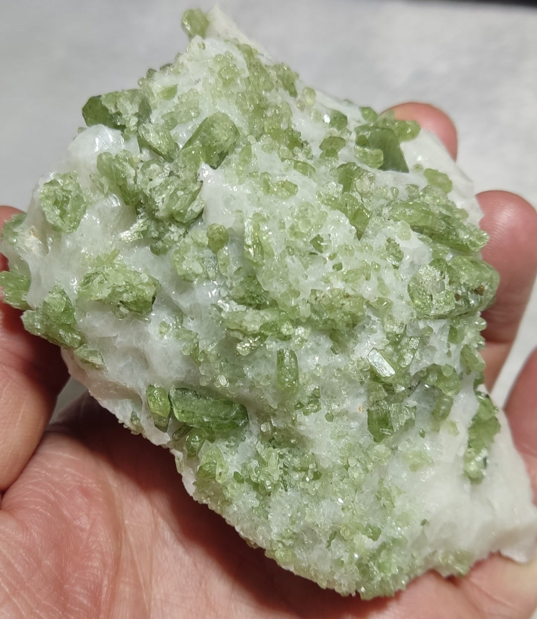 Green diopside crystals on matrix 500 grams