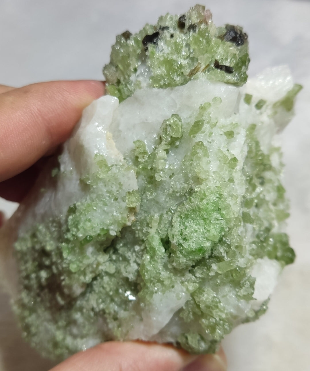 Green diopside crystals on matrix 500 grams