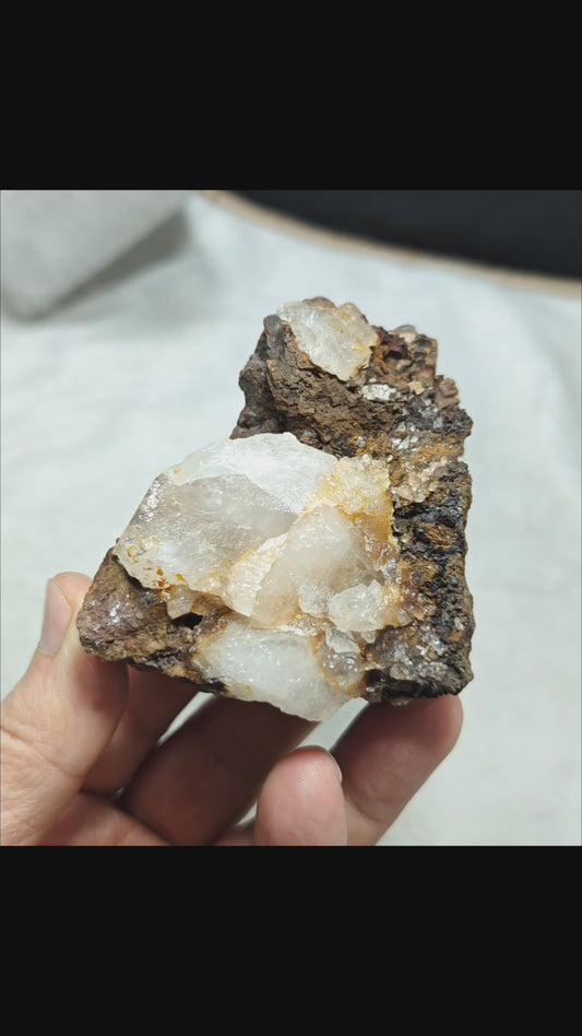 Natural siderite specimen on matrix with quartz 234 grams