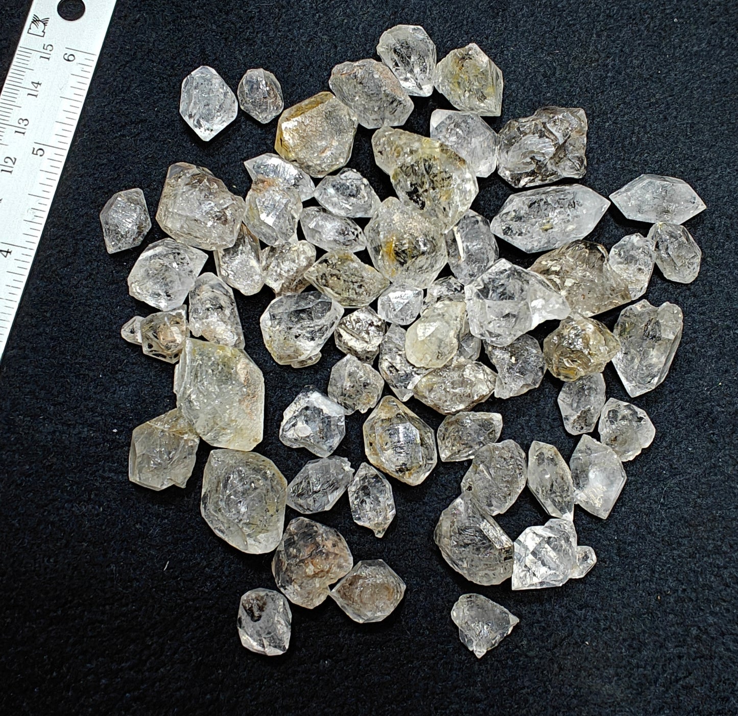 220 grams diamond quartz crystals some with carbon inclusions