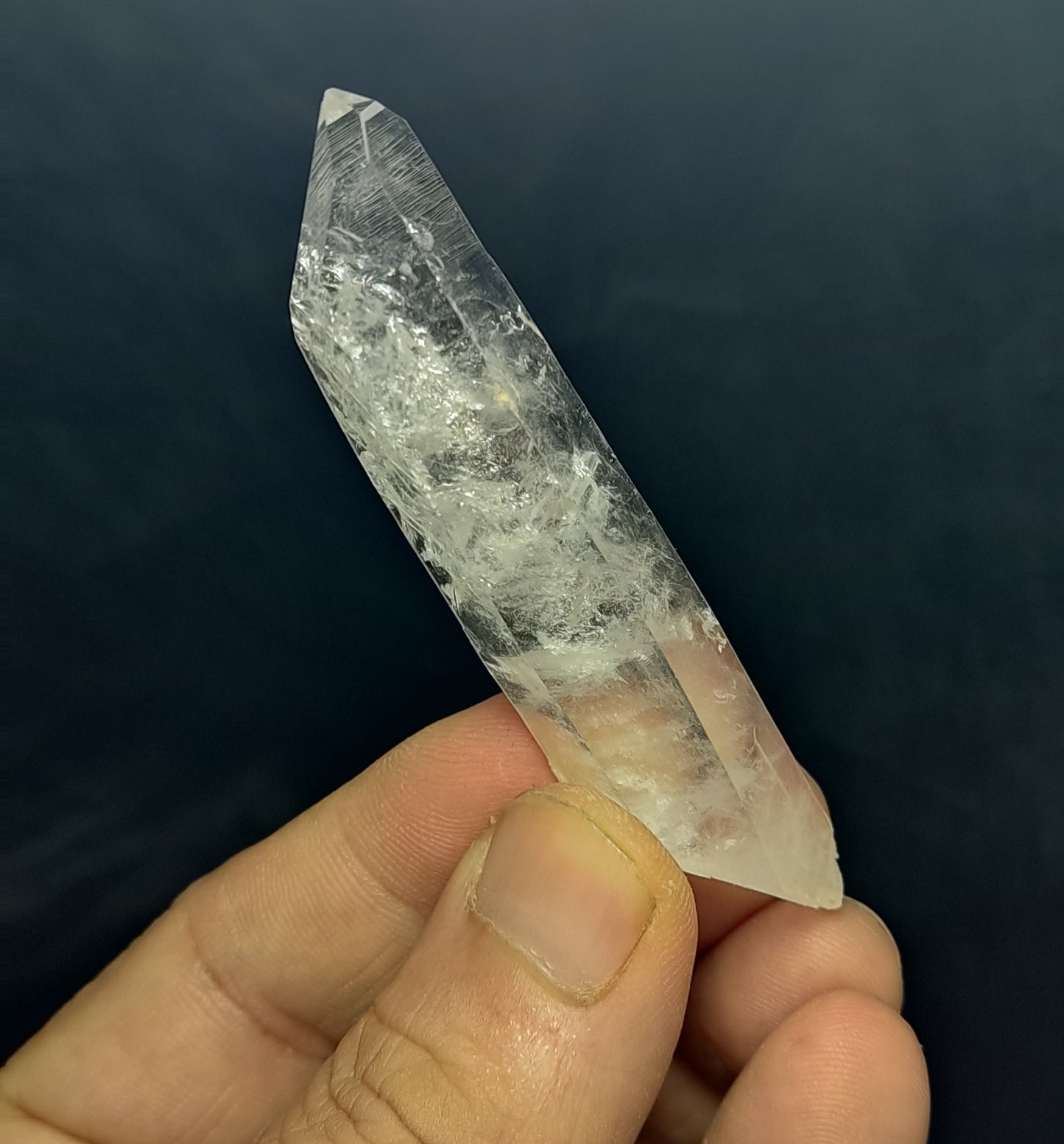 Double terminated Clear faden quartz crystal 22 grams