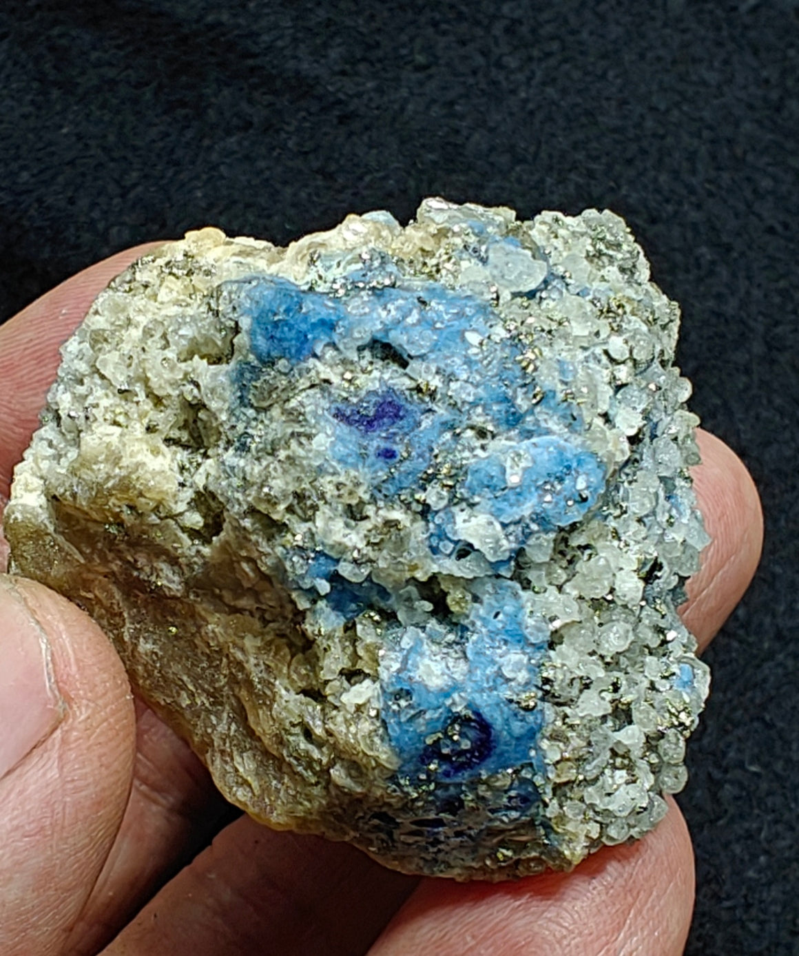 Afghanite Fluorescent in matrix with some pyrite calcite 88 grams