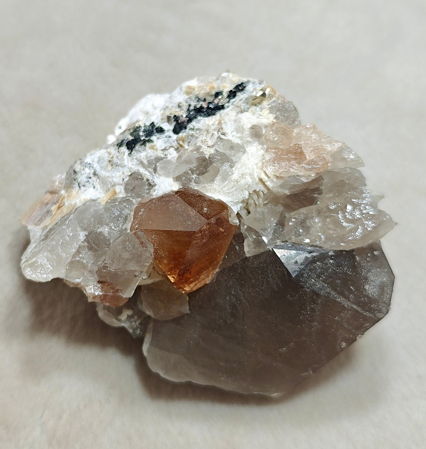 Peach color Topaz crystal on matrix 400 grams