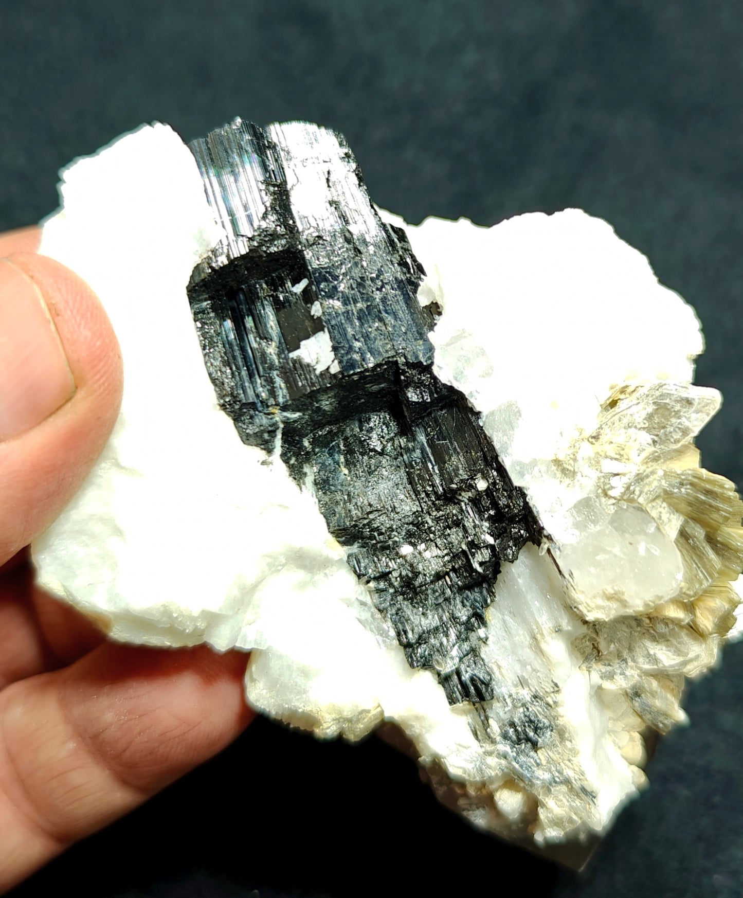 An Aesthetic Natural specimen of combination of Albite, etched Schorl, Quartz and Muscovite 268 grams