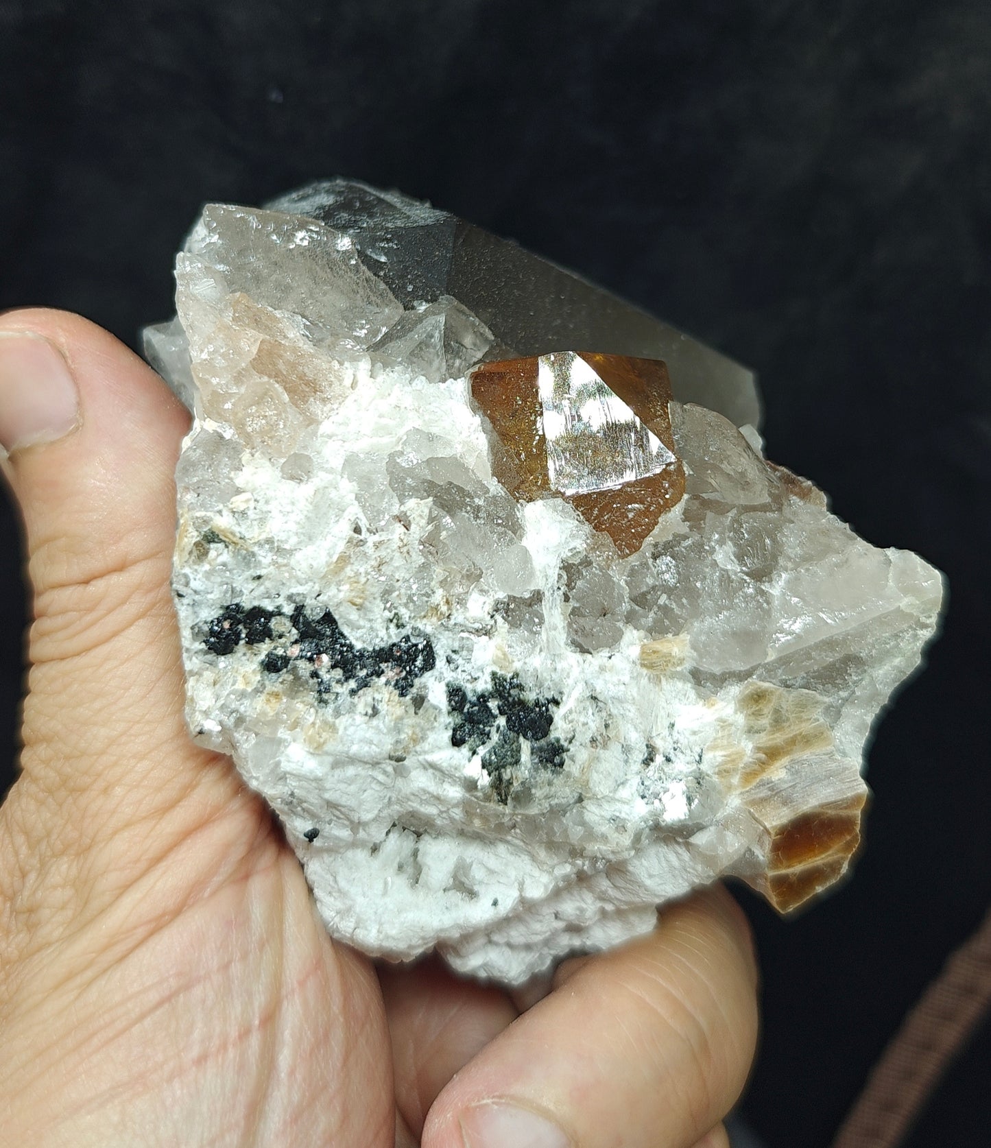 Peach color Topaz crystal on matrix 400 grams