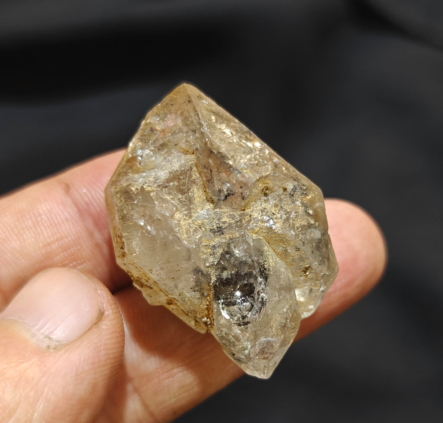 Natural Aesthetic Fenster Like Terminated Quartz Crystal with Black Inclusions 4.5x2.8x1.5cm