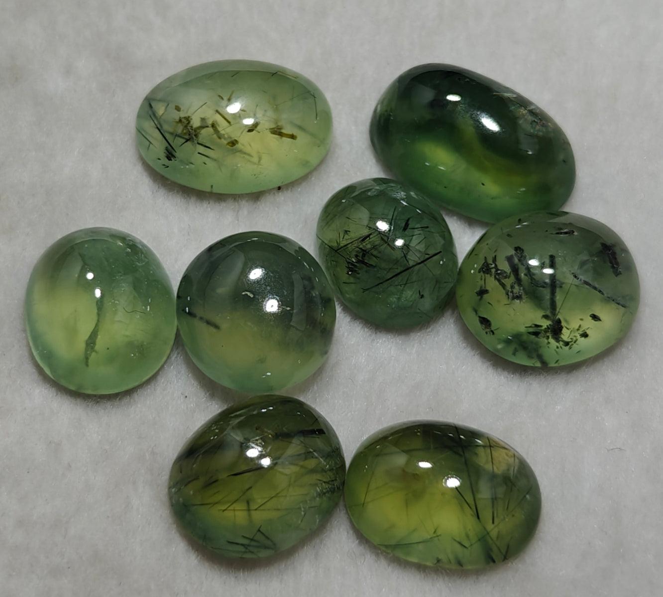 epidote included prehnite cabochons 8 Cabochons