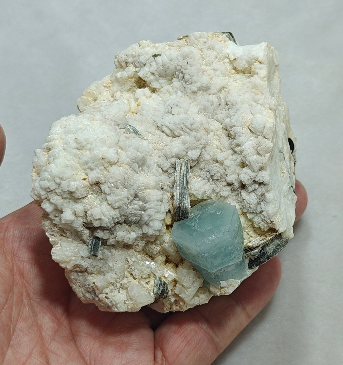 Afghanistan Aquamarine Crystal on matrix with albite 500 grams