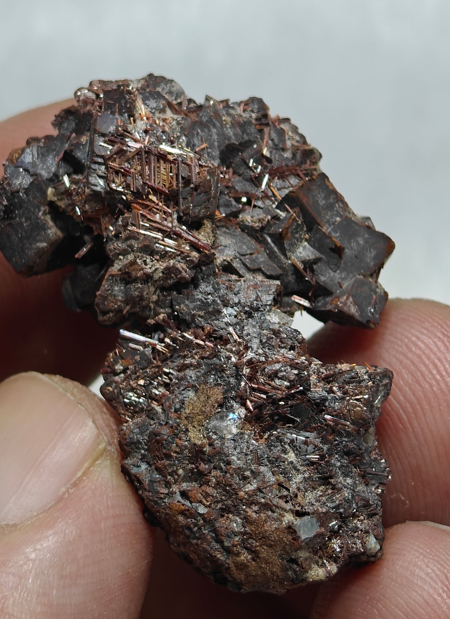 Natural siderite cluster with rutiles small size 11 grams