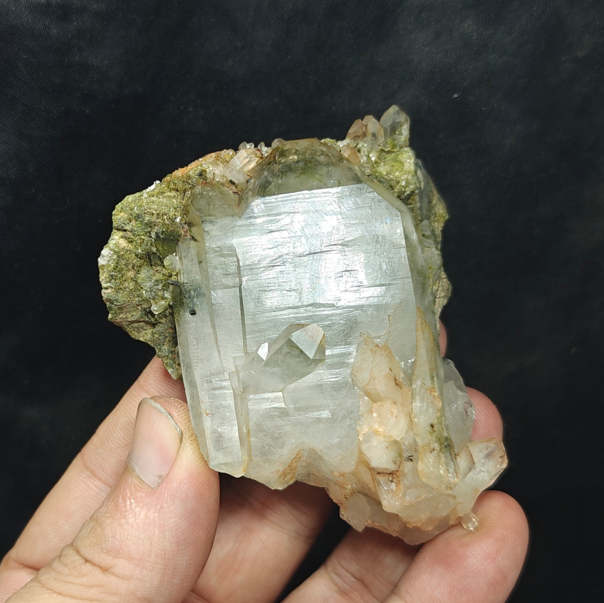Natural Epidote Quartz cluster 157 grams