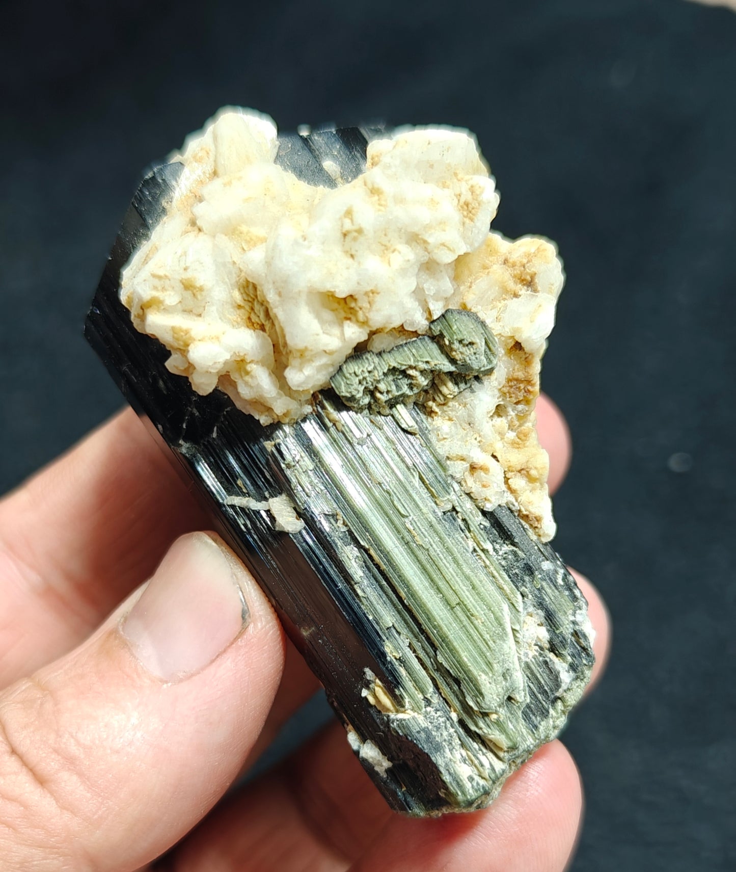 An Aesthetic Natural Tourmaline crystal with Albite 151 grams