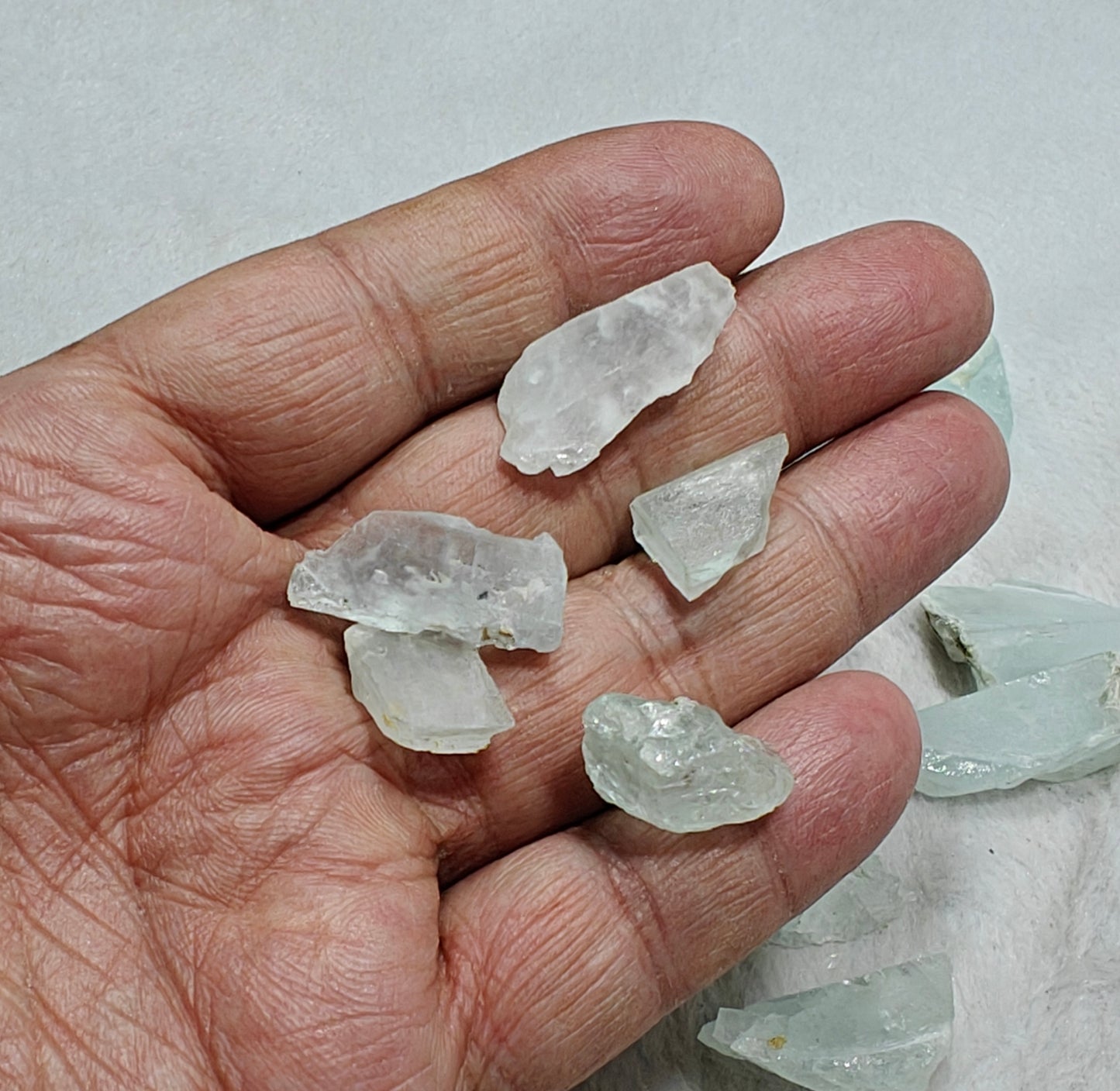 Natural aquamarine collection, some Crystals some rough, 150 grams