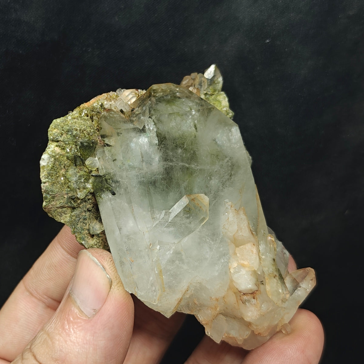 Natural Epidote Quartz cluster 157 grams