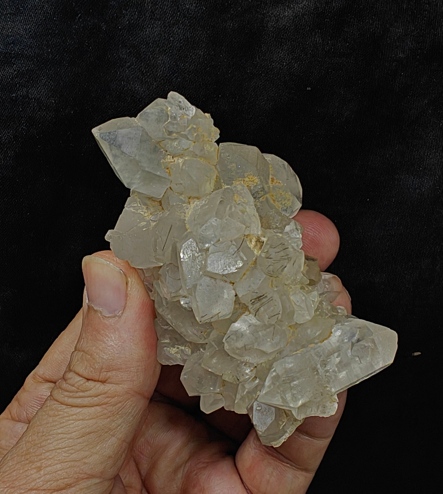 Natural Quartz Cluster with tiny rutiles inclusions 129 grams