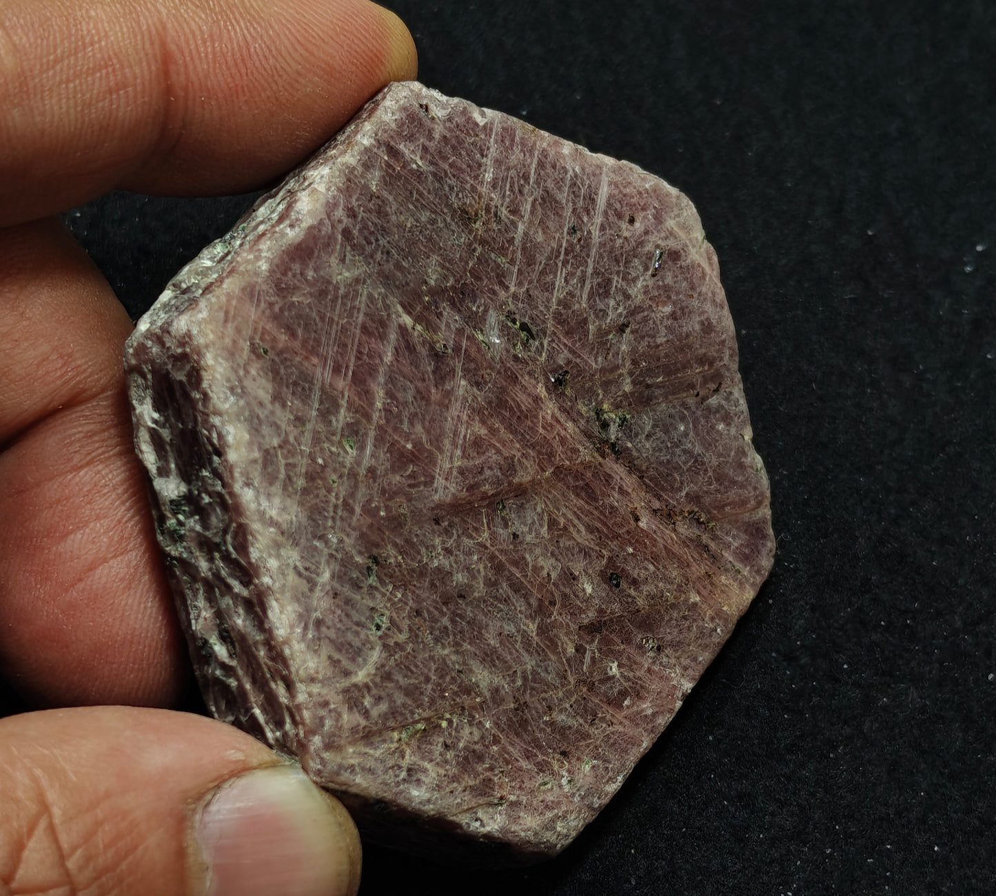 Natural hexagonal ruby corundum crystal 129 grams