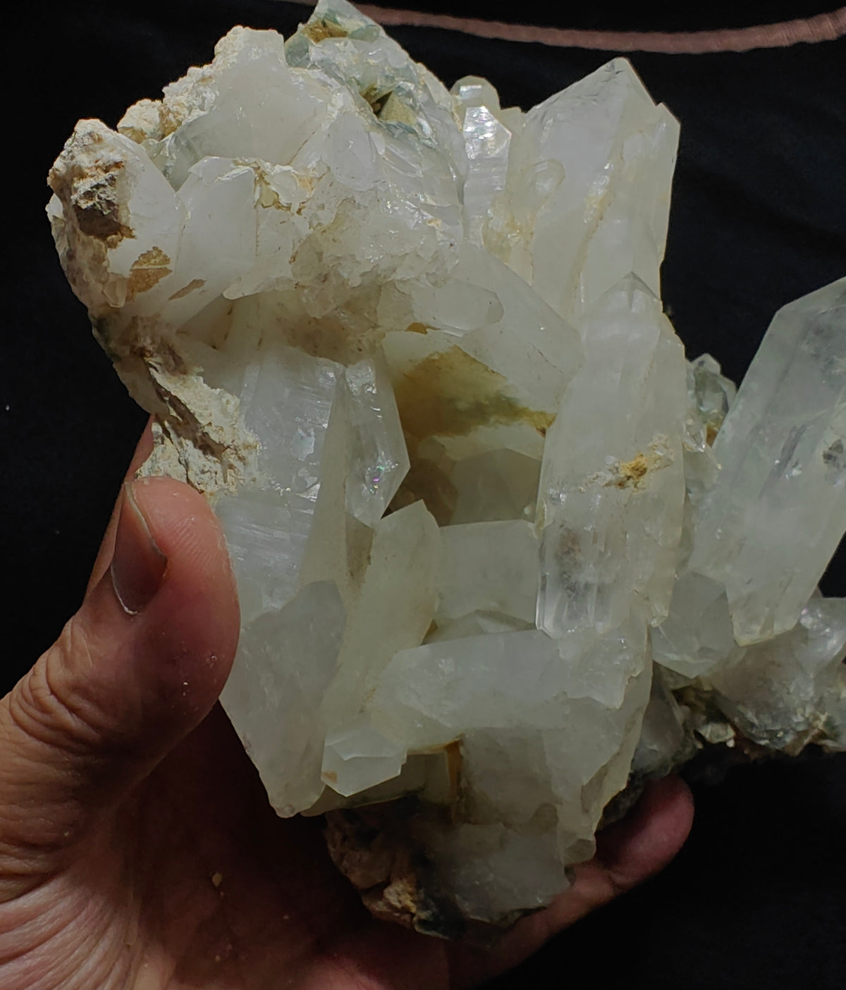 Quartz crystals cluster with chlorite inclusions 1680 grams