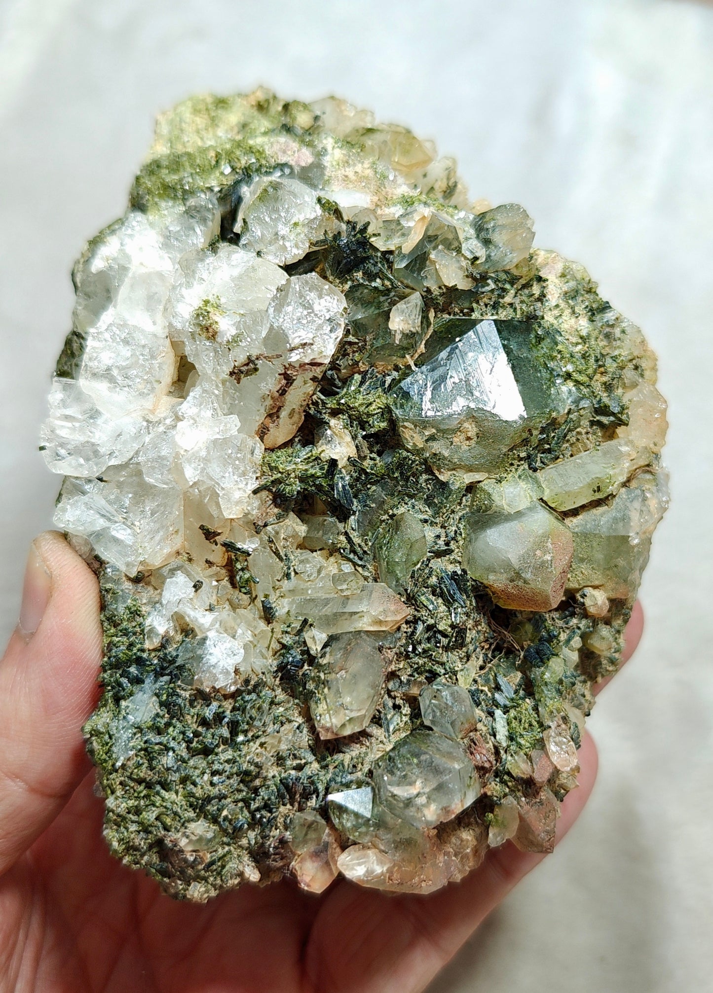 Natural Quartz and Epidote cluster 800 grams