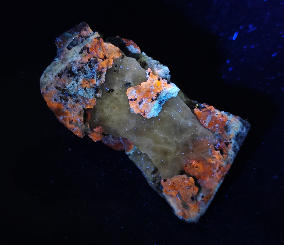 Natural Fluorescent Hauyne/Sodalite on matrix with Calcite 354 grams