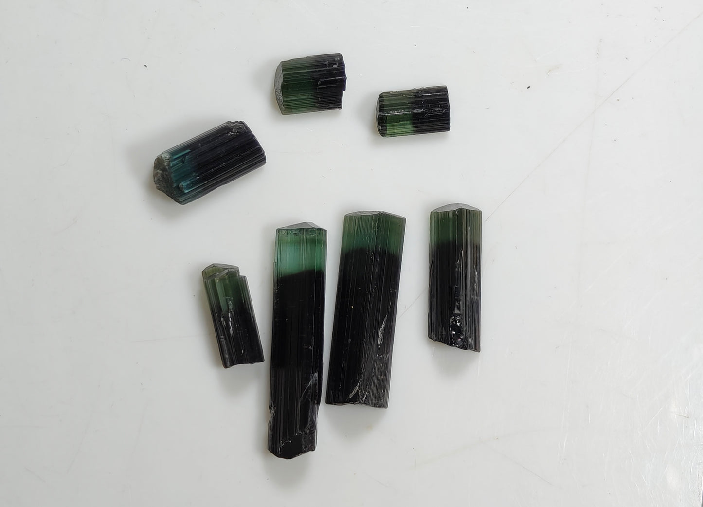 Natural green cap indicolite cap tourmaline crystals 51 carats