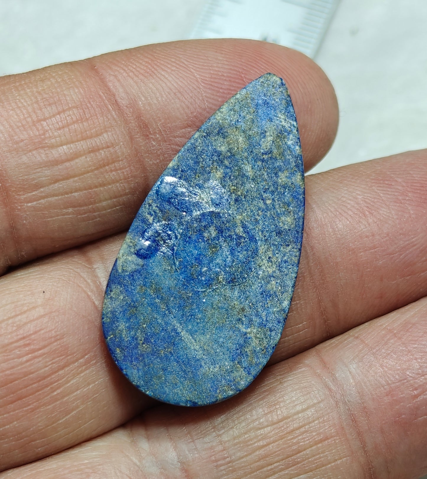 3 Lapis Lazuli Cabochons pear shaped flat back