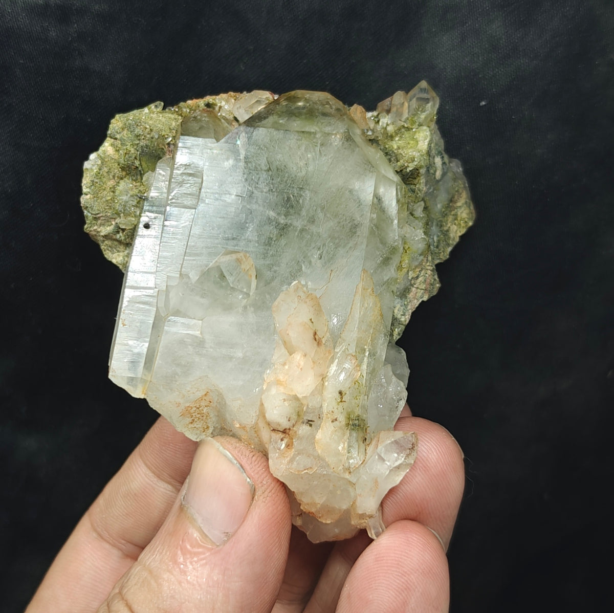 Natural Epidote Quartz cluster 157 grams