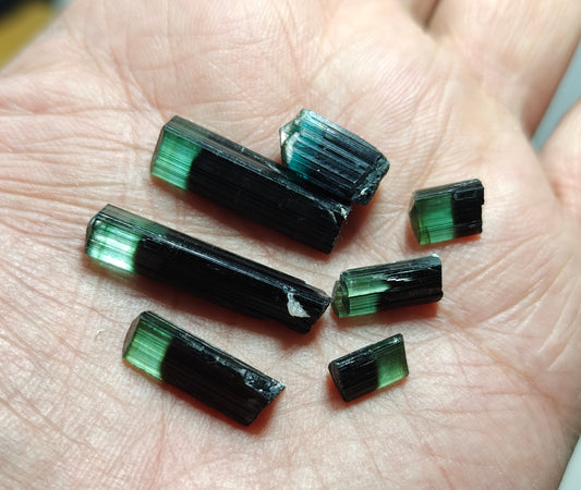 Natural green cap indicolite cap tourmaline crystals 51 carats