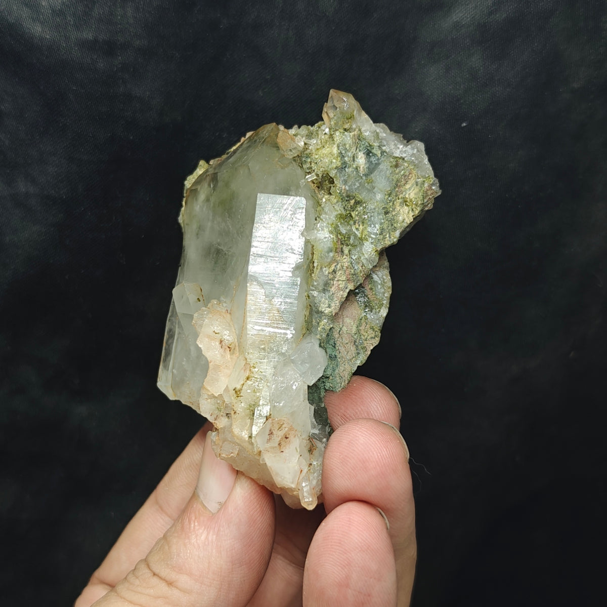 Natural Epidote Quartz cluster 157 grams
